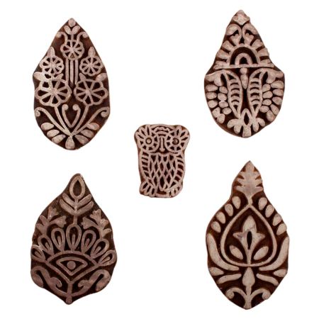 Set of 5 Piece New Mix Wooden Printing Blocks